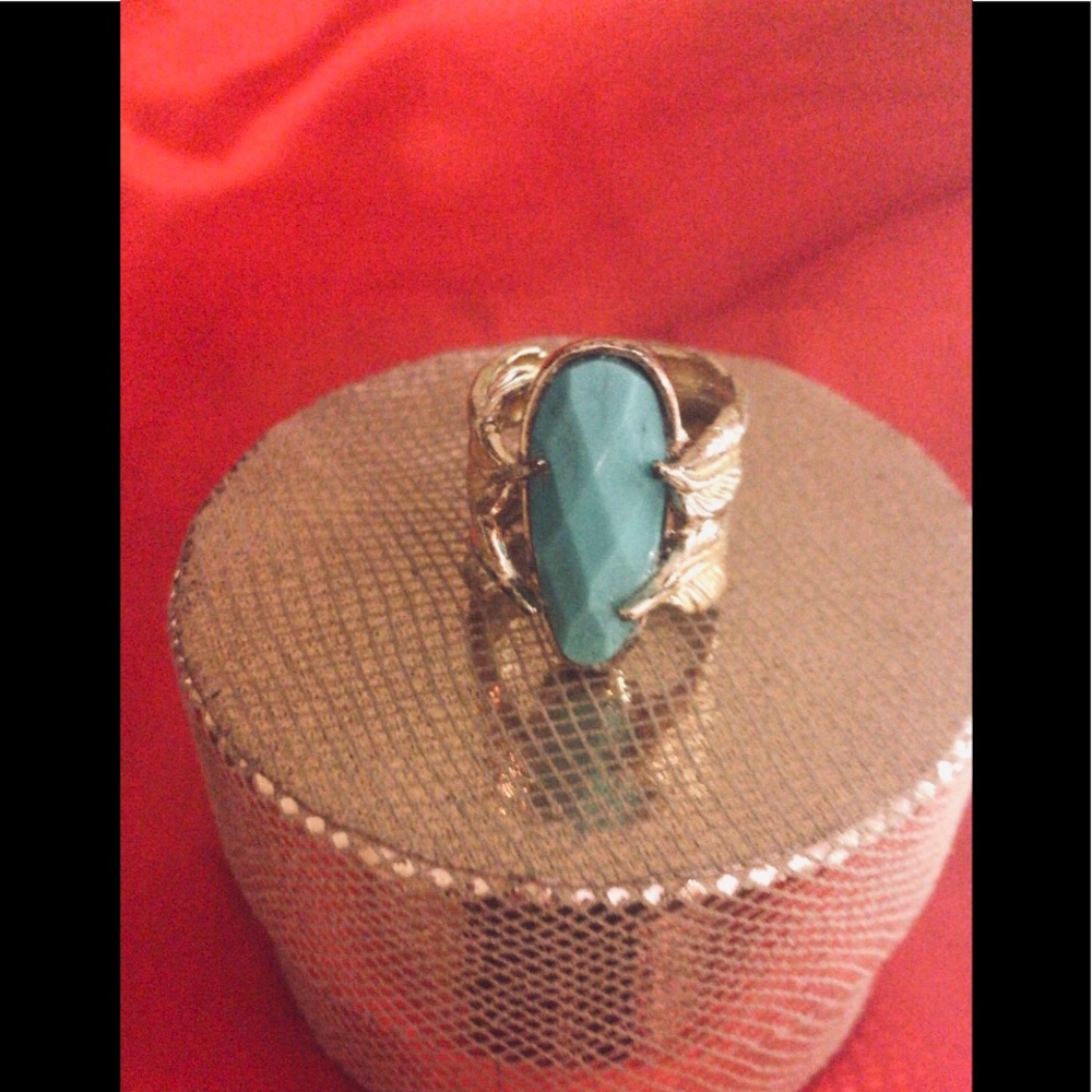 Gold Ornate Wrappped Ring with Turquoise Stone